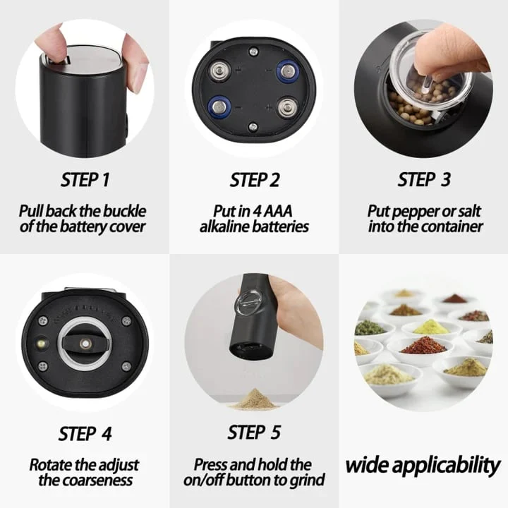 🌲Early Christmas Sale 49% off🌲Electric Grinder Set (2 pcs) - Electric Salt and Pepper Grinder with Adjustable Coarseness - Image 5