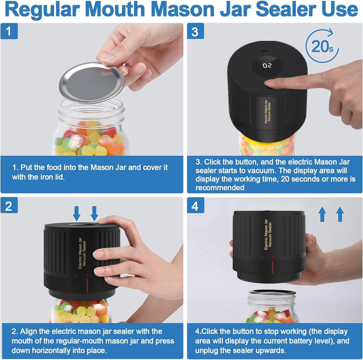 🎄Christmas Sale🎅Electric Vacuum Sealer For Mason Jars - Image 5