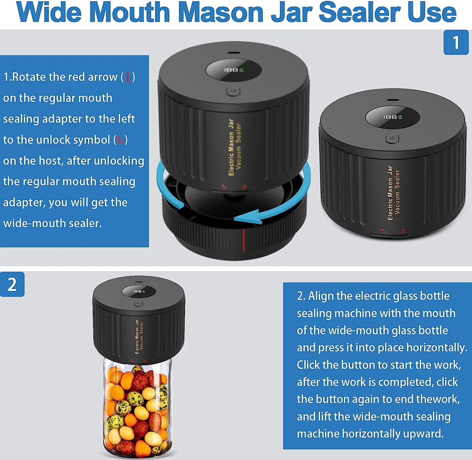 🎄Christmas Sale🎅Electric Vacuum Sealer For Mason Jars - Image 6