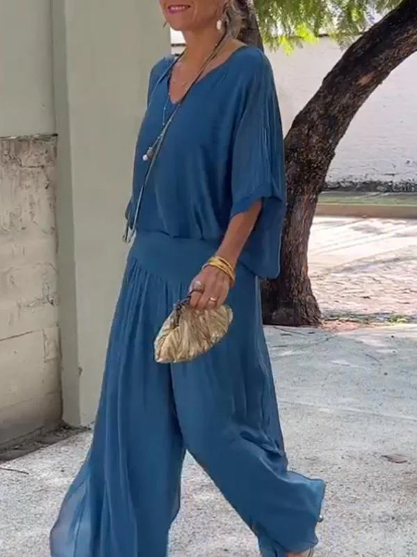 Elegant chiffon wide-leg pants two-piece set - Image 13