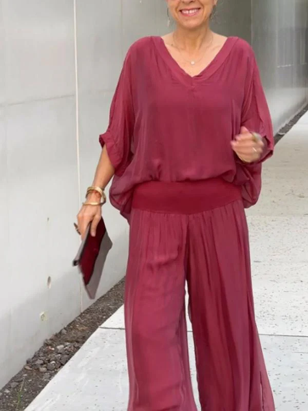 Elegant chiffon wide-leg pants two-piece set - Image 14