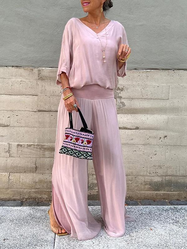 Elegant chiffon wide-leg pants two-piece set - Image 3
