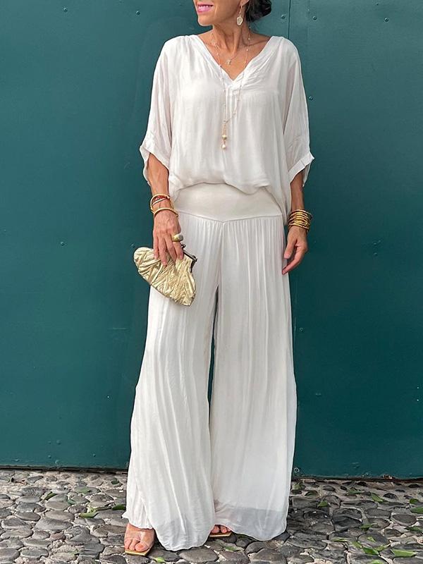 Elegant chiffon wide-leg pants two-piece set - Image 5
