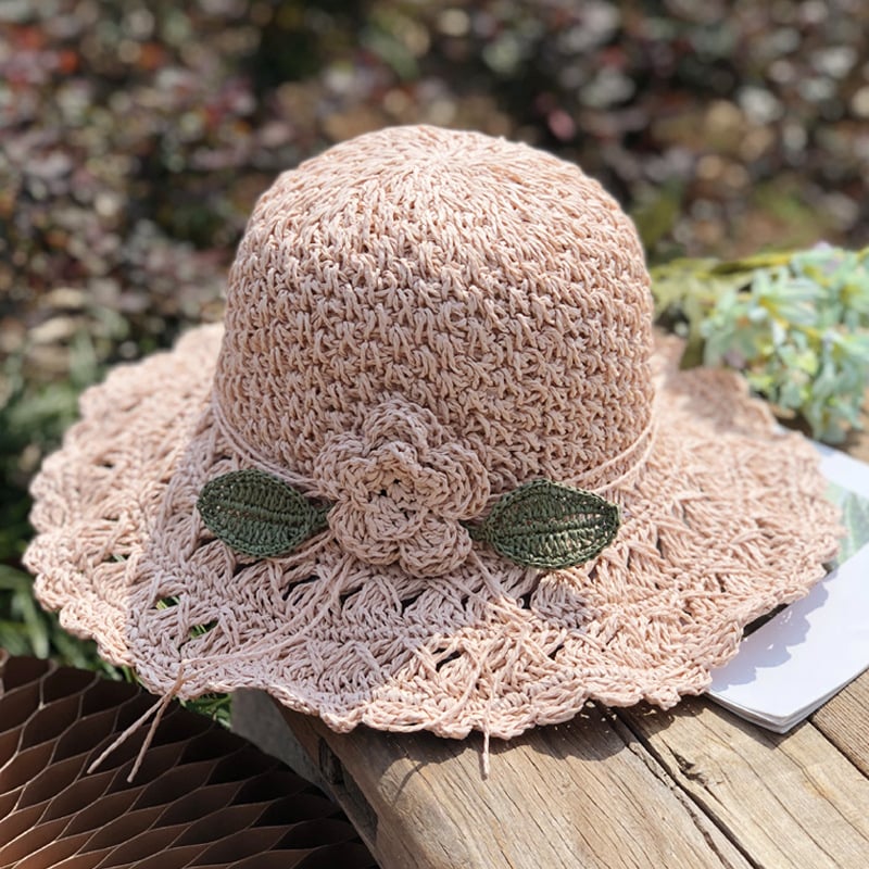 💖Buy 2, 20% off✨ Elegant Crochet Straw Hat with Ruffle - Foldable Sun Hat - Image 3