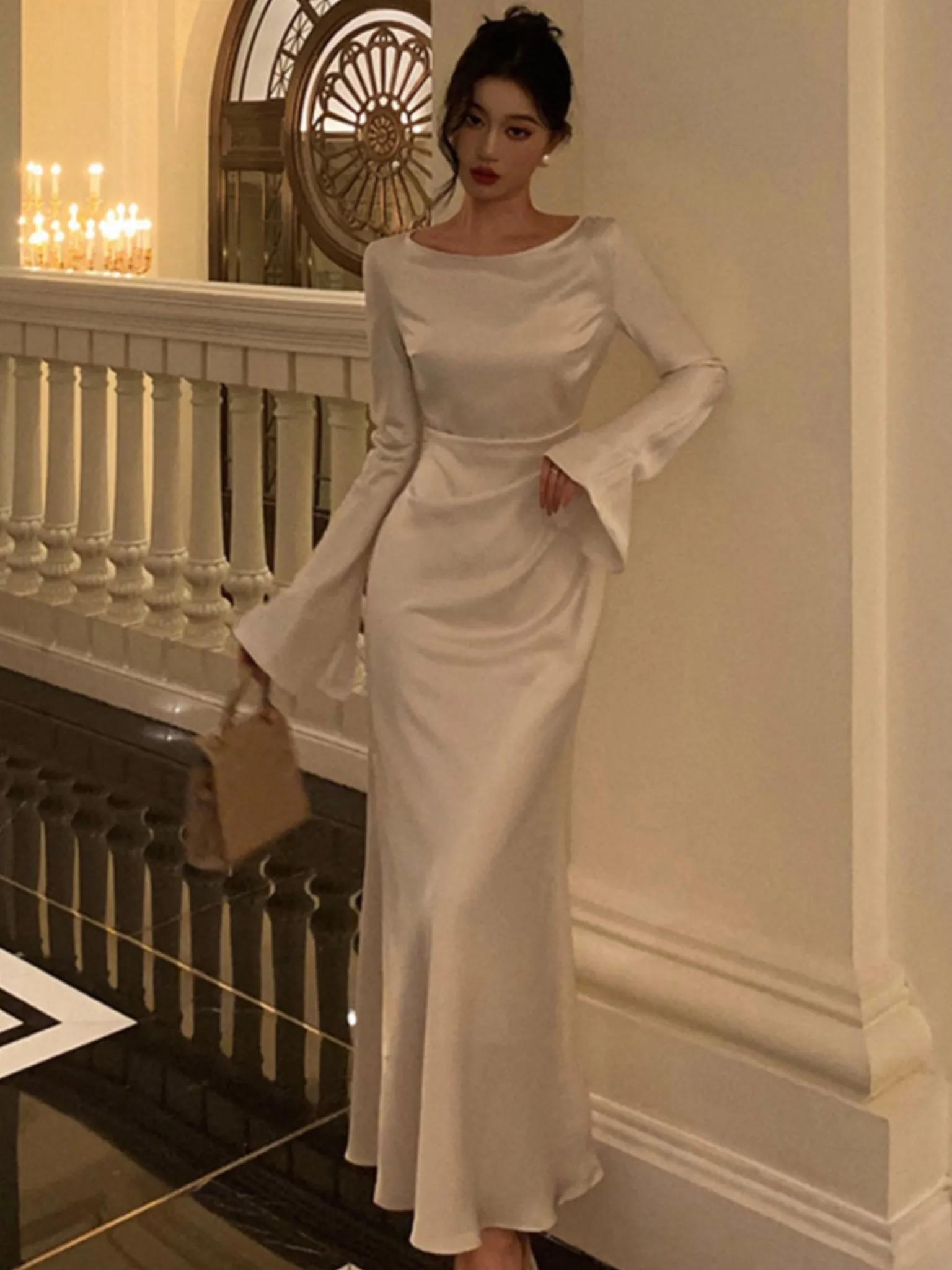 French Vintage Flare Sleeve Mermaid Dress - Image 5