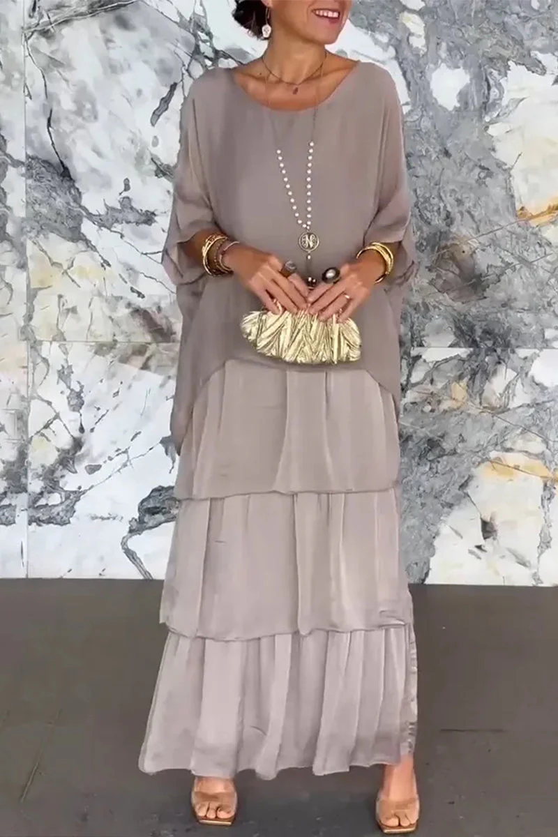 Elegant Solid Flounce O Neck A Line Dresses - Image 8