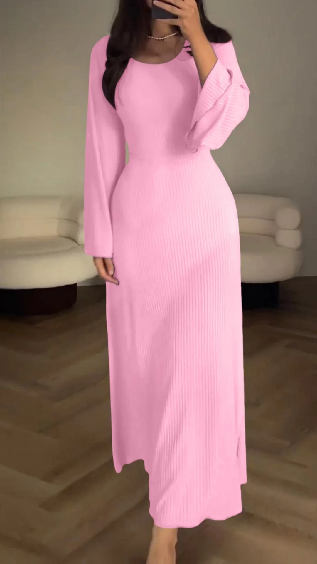 Elegant tie-waist knitted dress - Image 10
