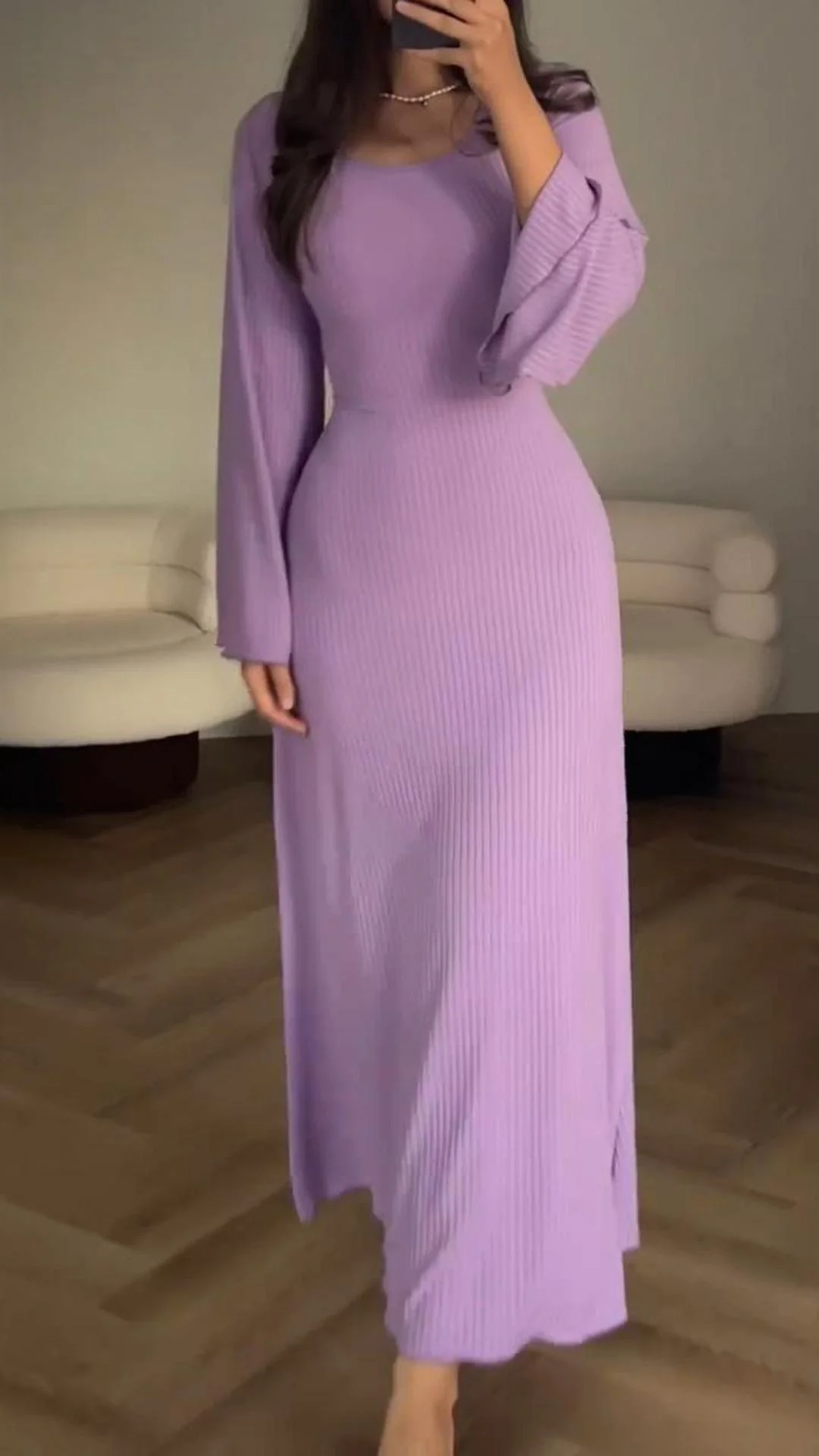 Elegant tie-waist knitted dress - Image 11
