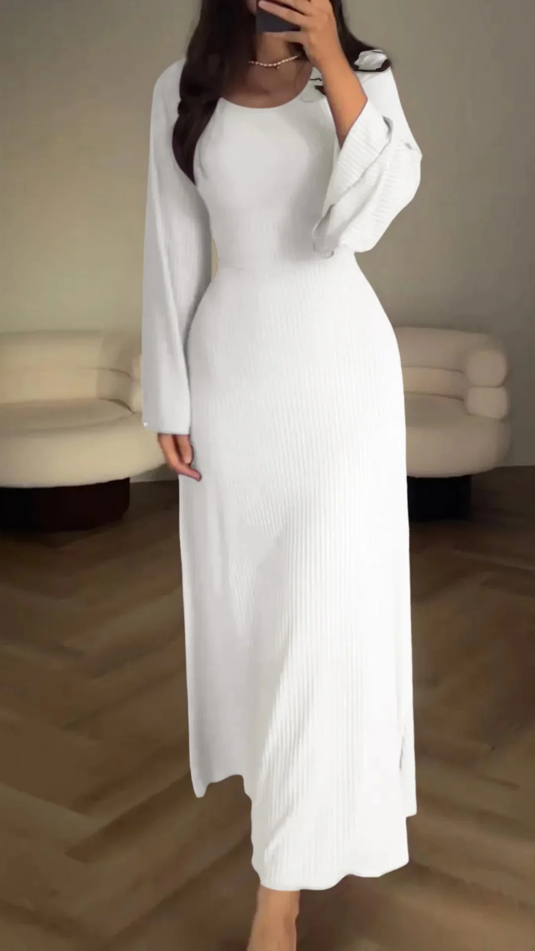 Elegant tie-waist knitted dress - Image 14
