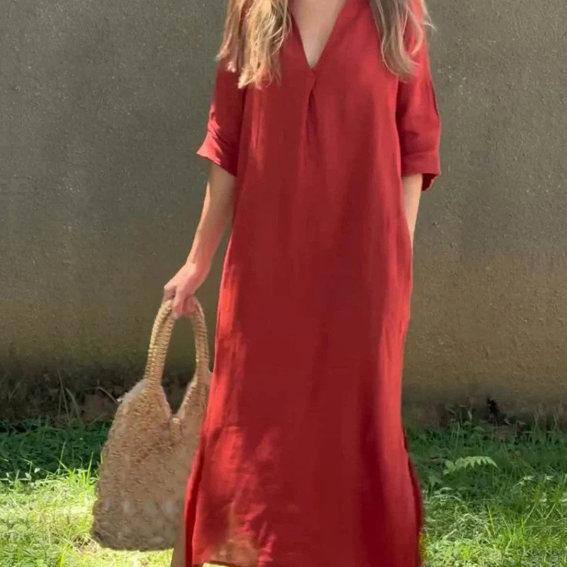 Elegante jurk met split V-hals - Image 7