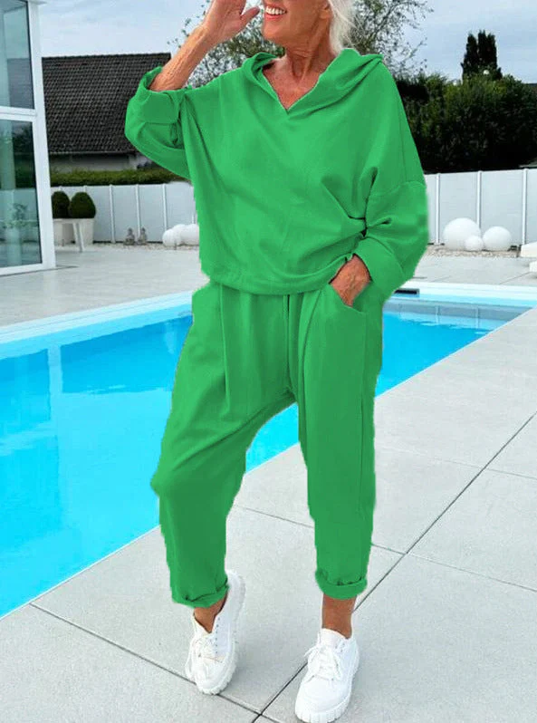 🎉Two-piece women's hoodie set in solid colors - Image 10
