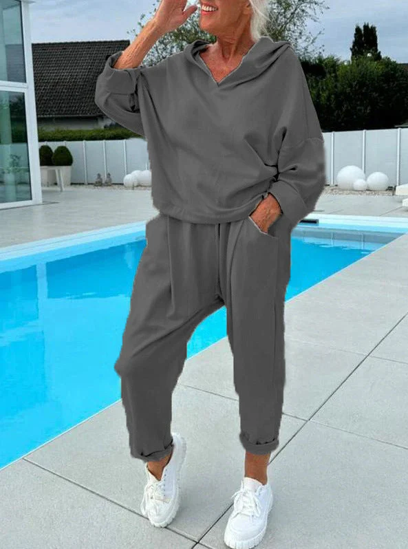 🎉Two-piece women's hoodie set in solid colors - Image 9