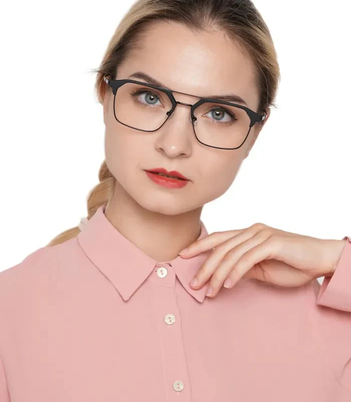 Aviator Matte Black Eyeglasses - Image 8