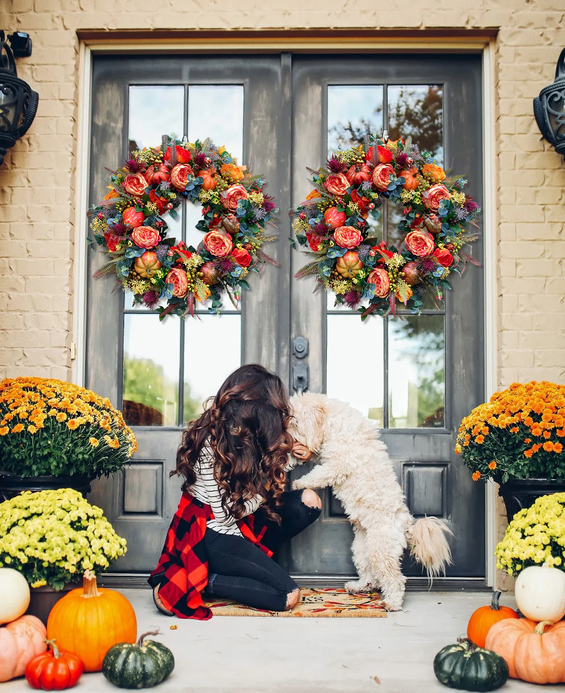 🔥Fall Peony and Pumpkin Wreath - Year Round Wreath - Image 8
