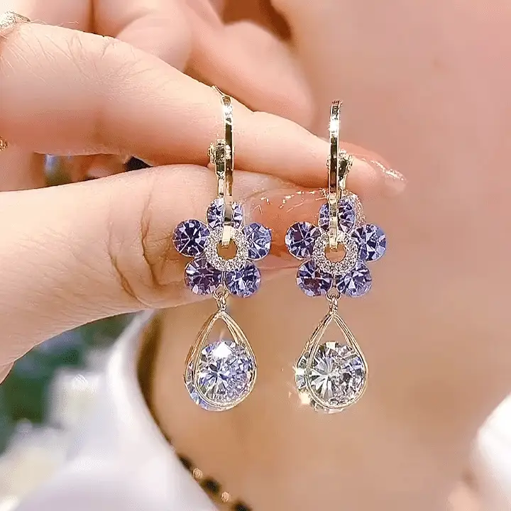 Fashion Flower Crystal Earrings