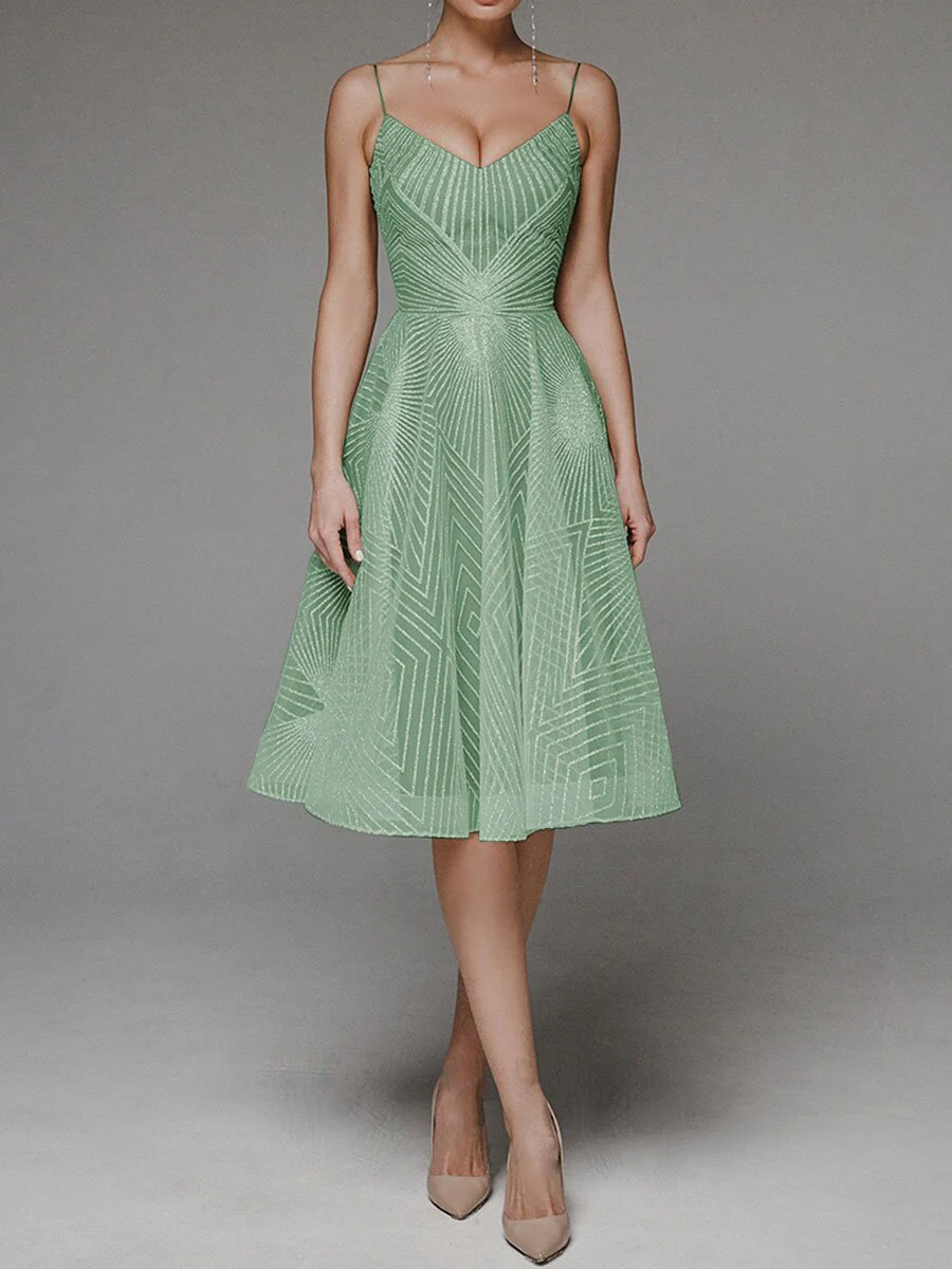 Fashion V Neck Sling A-Line Dress - Image 5