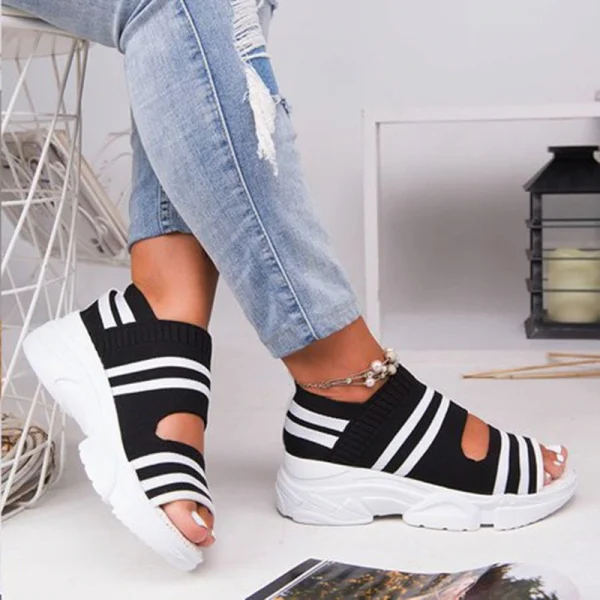 🔥💰Promotion 70% OFF!👭 Leather Orthopedic Arch Support Sandals Diabetic Knitting Walking Sandals.
