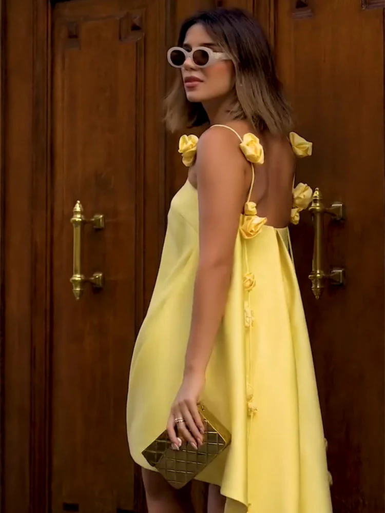 Backless 3D Rose Mini Dress - Image 8