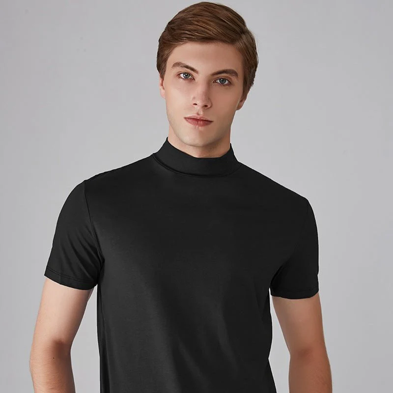 Men 's High Neck Slim Fit T-shirt - Image 2