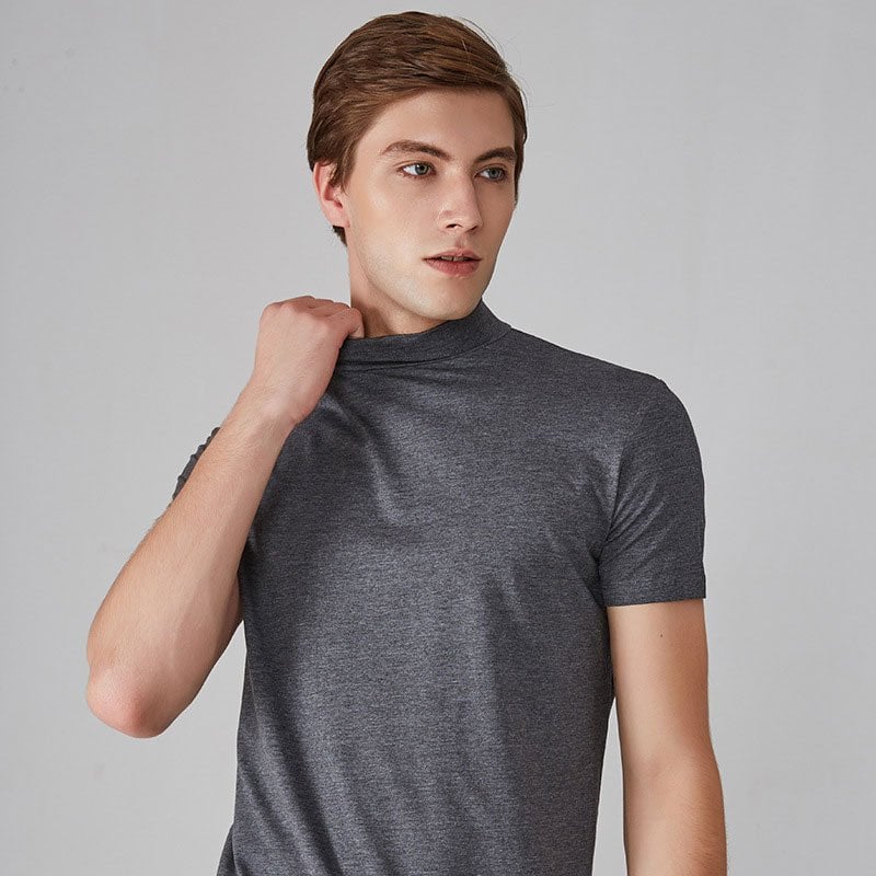 Men 's High Neck Slim Fit T-shirt - Image 3