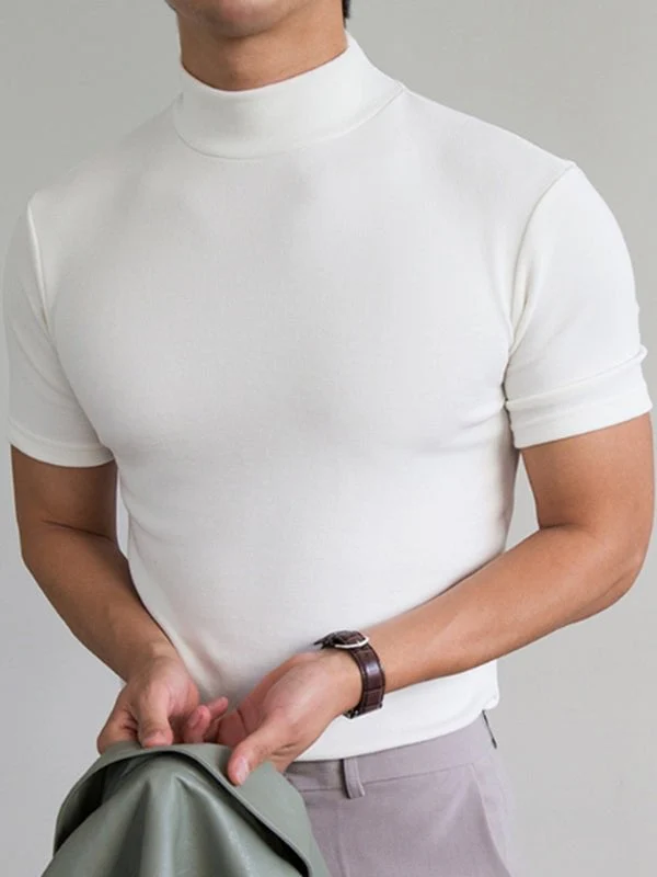 Men 's High Neck Slim Fit T-shirt - Image 4