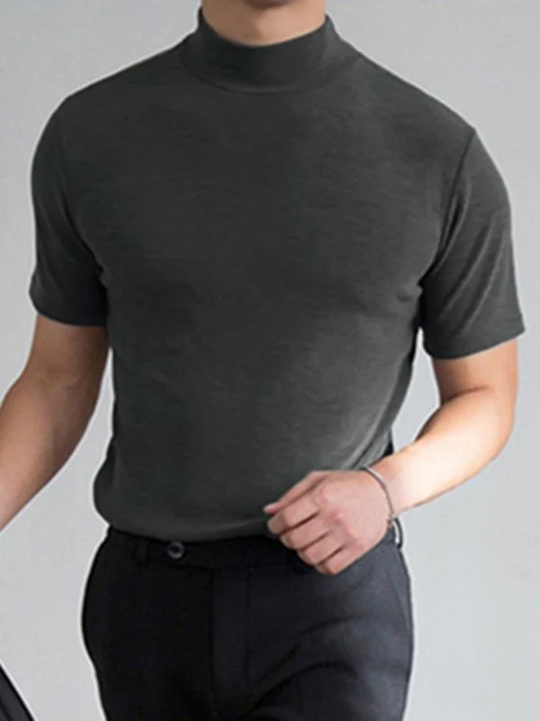 Men 's High Neck Slim Fit T-shirt - Image 6