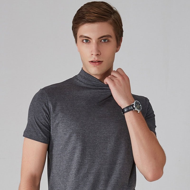 Men 's High Neck Slim Fit T-shirt - Image 8