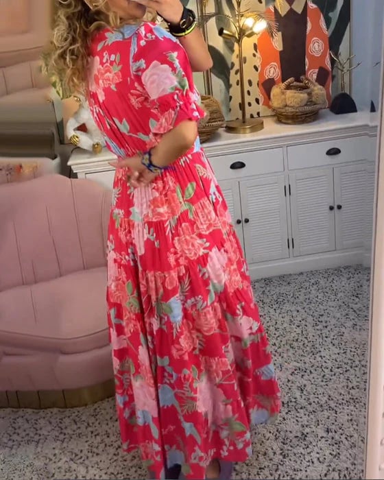 V-neck dress with floral print - Image 4