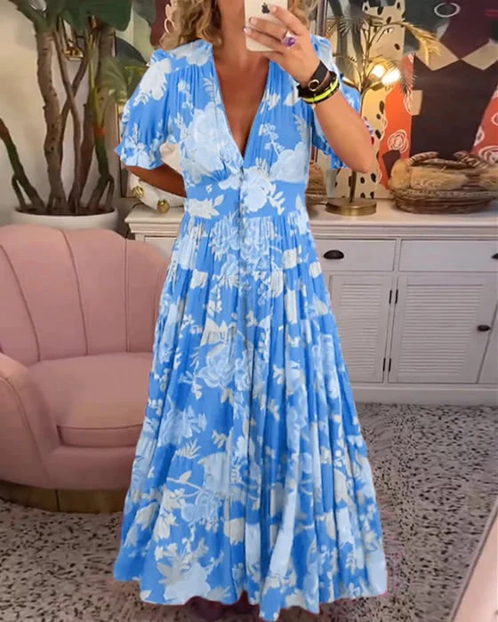 V-neck dress with floral print - Image 5