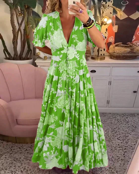 V-neck dress with floral print - Image 6