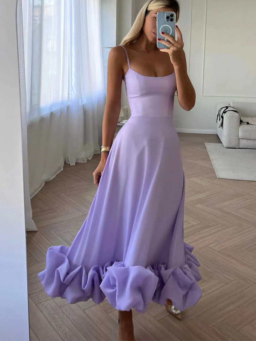 Flounce Bustier Midi Dress - Image 2