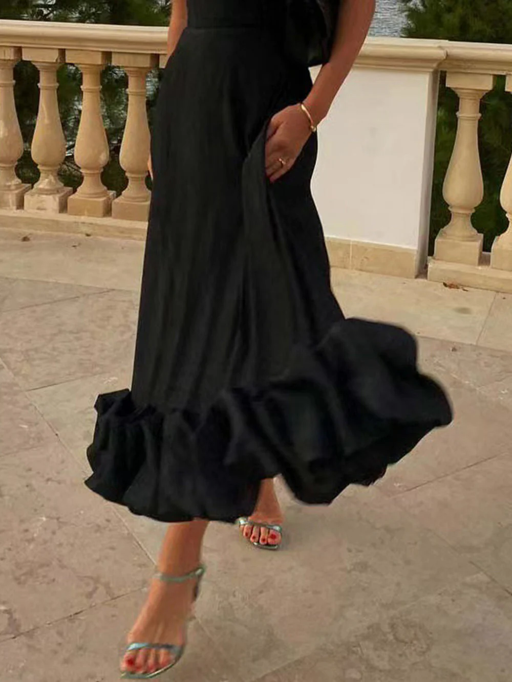 Flounce Bustier Midi Dress - Image 7