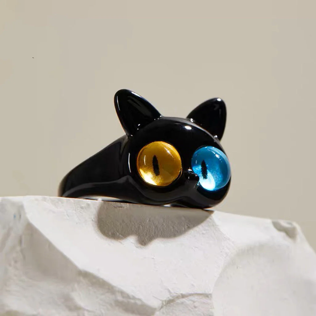 💐Funny Cat Monster Ring Earrings Set💝 - Image 7