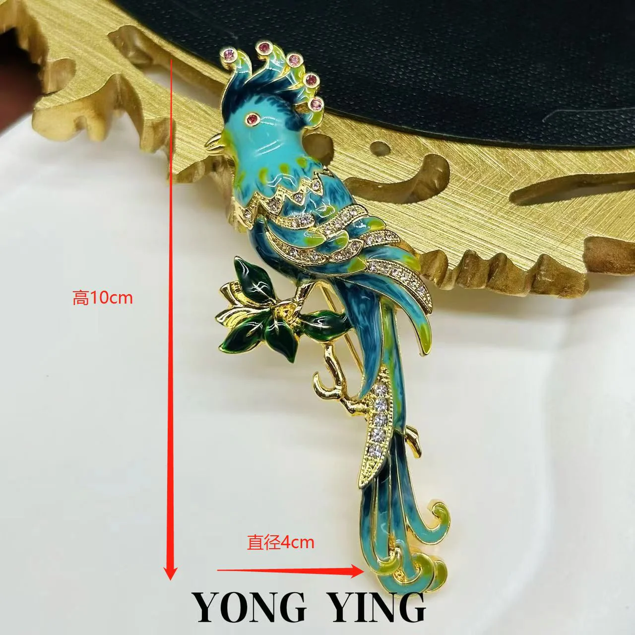 Gold-plated enamel parrot brooch - Image 9