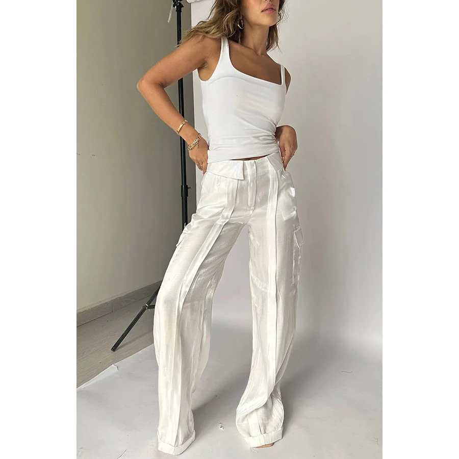 Golden Years Glitter Fabric Drawstring Waist Pocketed Wide Leg Pants - Buy two and get free shipping! - Image 13