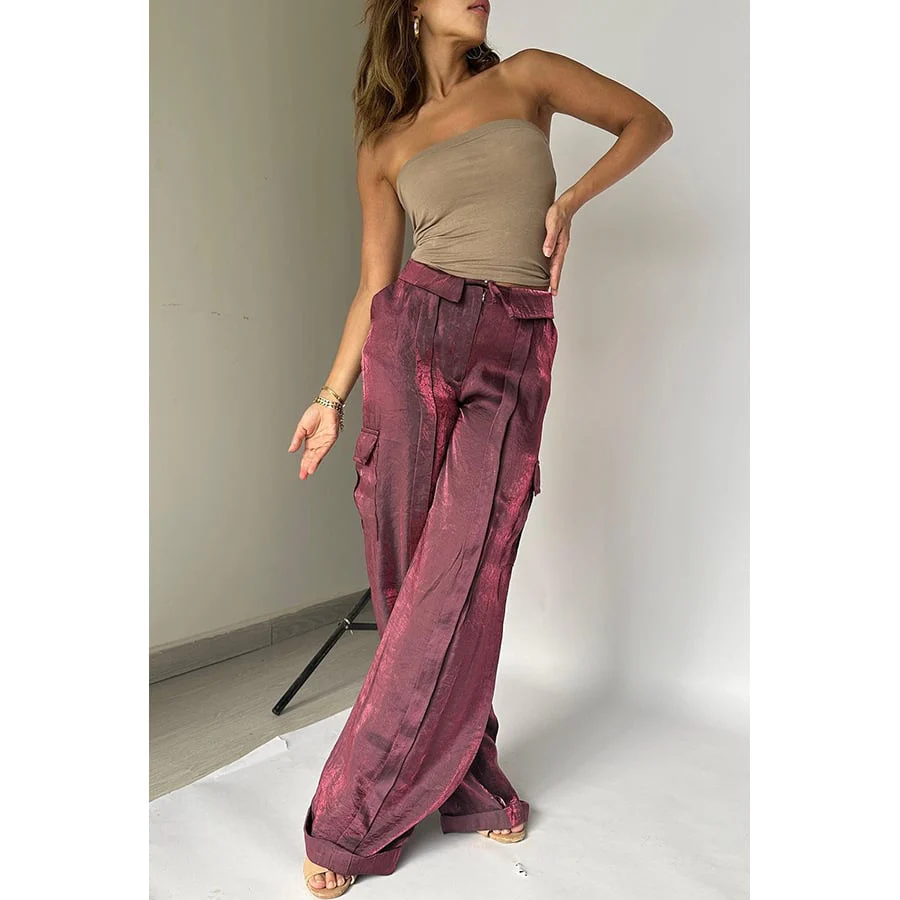 Golden Years Glitter Fabric Drawstring Waist Pocketed Wide Leg Pants - Buy two and get free shipping! - Image 16