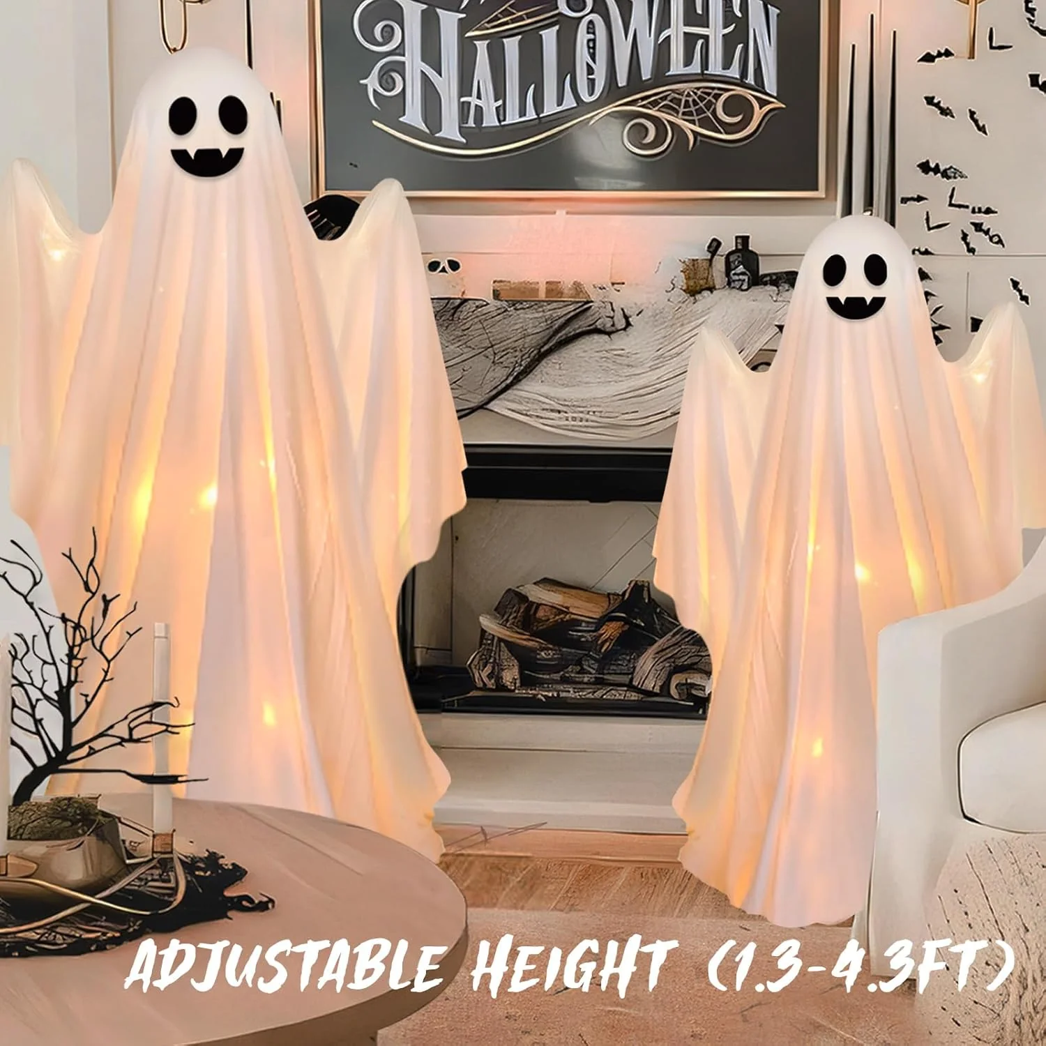 Halloween Decorations Outdoor, 30"-87'' Adjustable Halloween Spooky Decoration with String Lights - Image 6