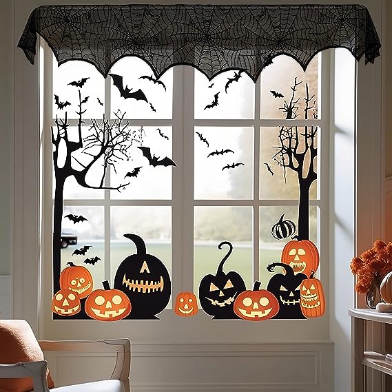 🔥Halloween Hot Sale -Halloween Decorations Black Lace Spiderweb Fireplace Mantle - Image 10