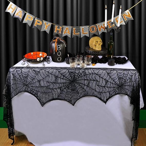 🔥Halloween Hot Sale -Halloween Decorations Black Lace Spiderweb Fireplace Mantle - Image 11