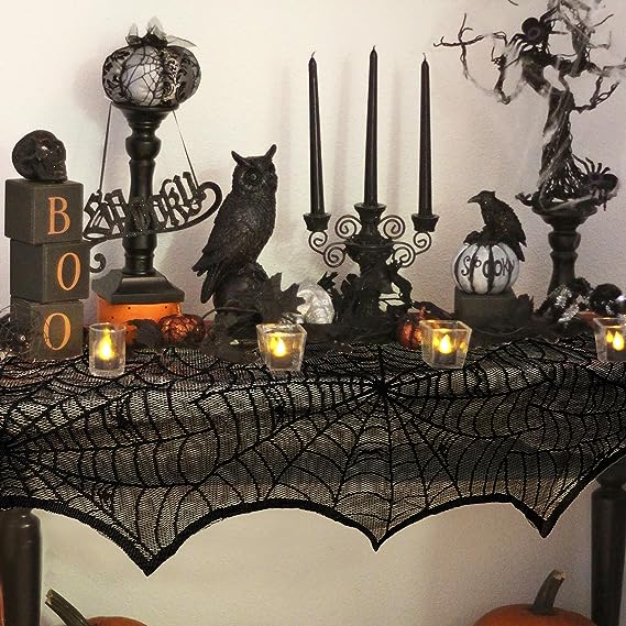 🔥Halloween Hot Sale -Halloween Decorations Black Lace Spiderweb Fireplace Mantle - Image 3