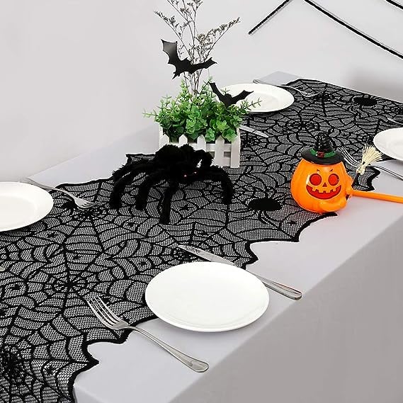 🔥Halloween Hot Sale -Halloween Decorations Black Lace Spiderweb Fireplace Mantle - Image 4