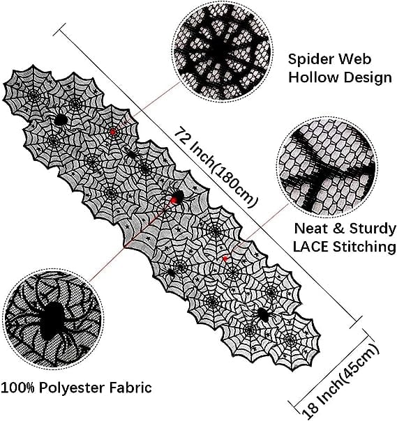 🔥Halloween Hot Sale -Halloween Decorations Black Lace Spiderweb Fireplace Mantle - Image 5