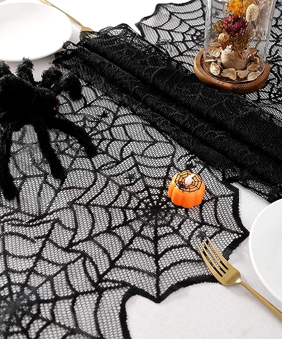 🔥Halloween Hot Sale -Halloween Decorations Black Lace Spiderweb Fireplace Mantle - Image 7