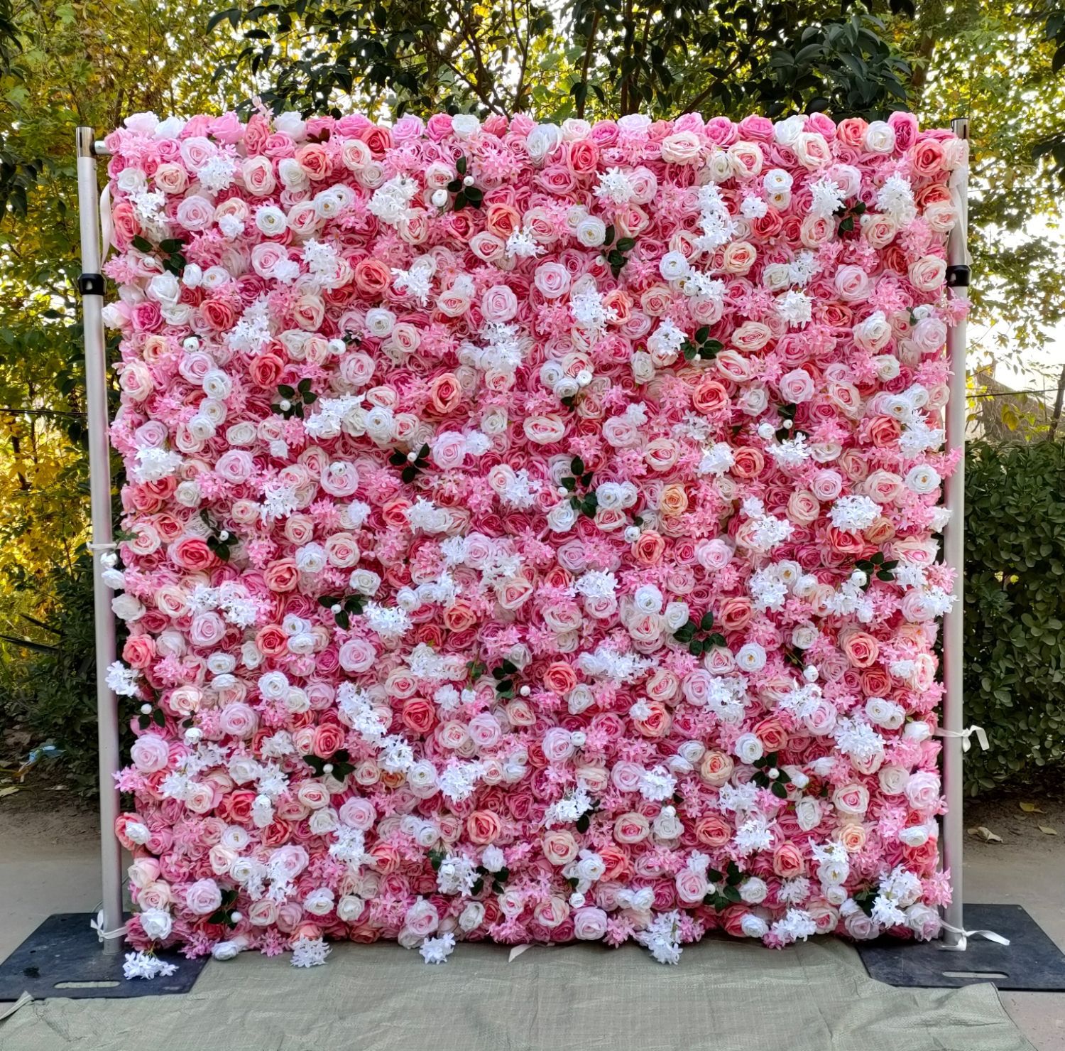 Hand-rolled fabric flower wall - perfect decoration for outdoor events - Image 25