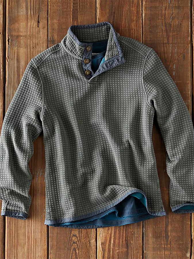 Waffle Collar Long Sleeve T-Shirt - Image 3