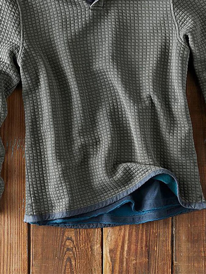 Waffle Collar Long Sleeve T-Shirt - Image 5