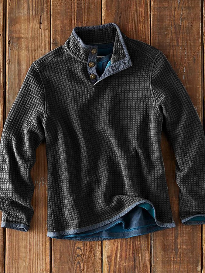 Waffle Collar Long Sleeve T-Shirt - Image 6