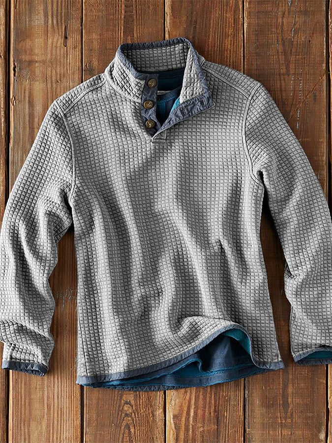 Waffle Collar Long Sleeve T-Shirt - Image 7