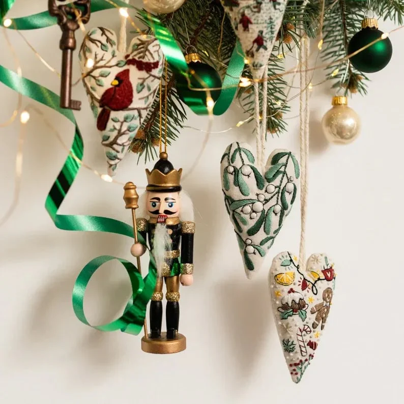 💖DIY Heart Shaped Hand Embroidered Christmas Ornament/Ornament Kit - Image 14