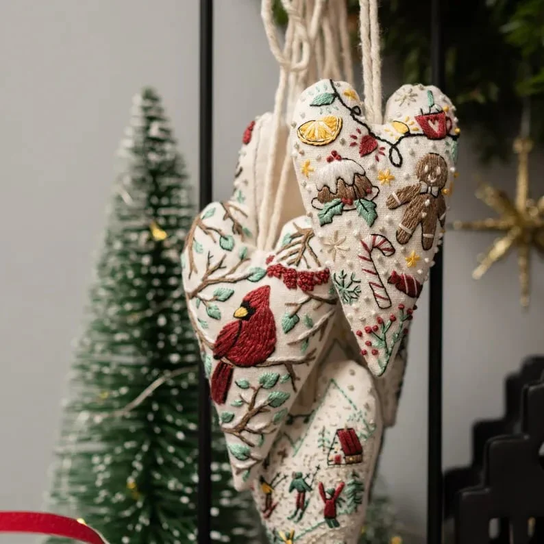 💖DIY Heart Shaped Hand Embroidered Christmas Ornament/Ornament Kit - Image 15